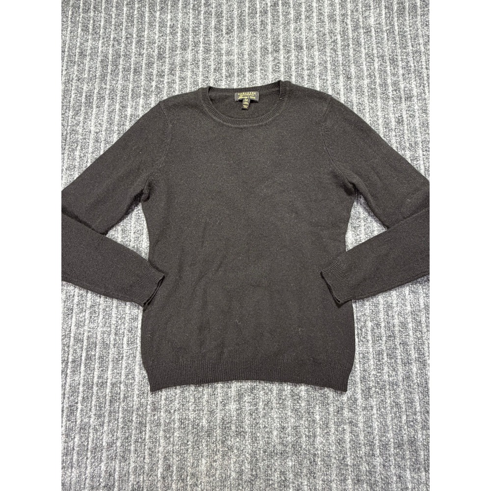 Charter Club Cashmere Sweater Women P/P Black Crew Neck